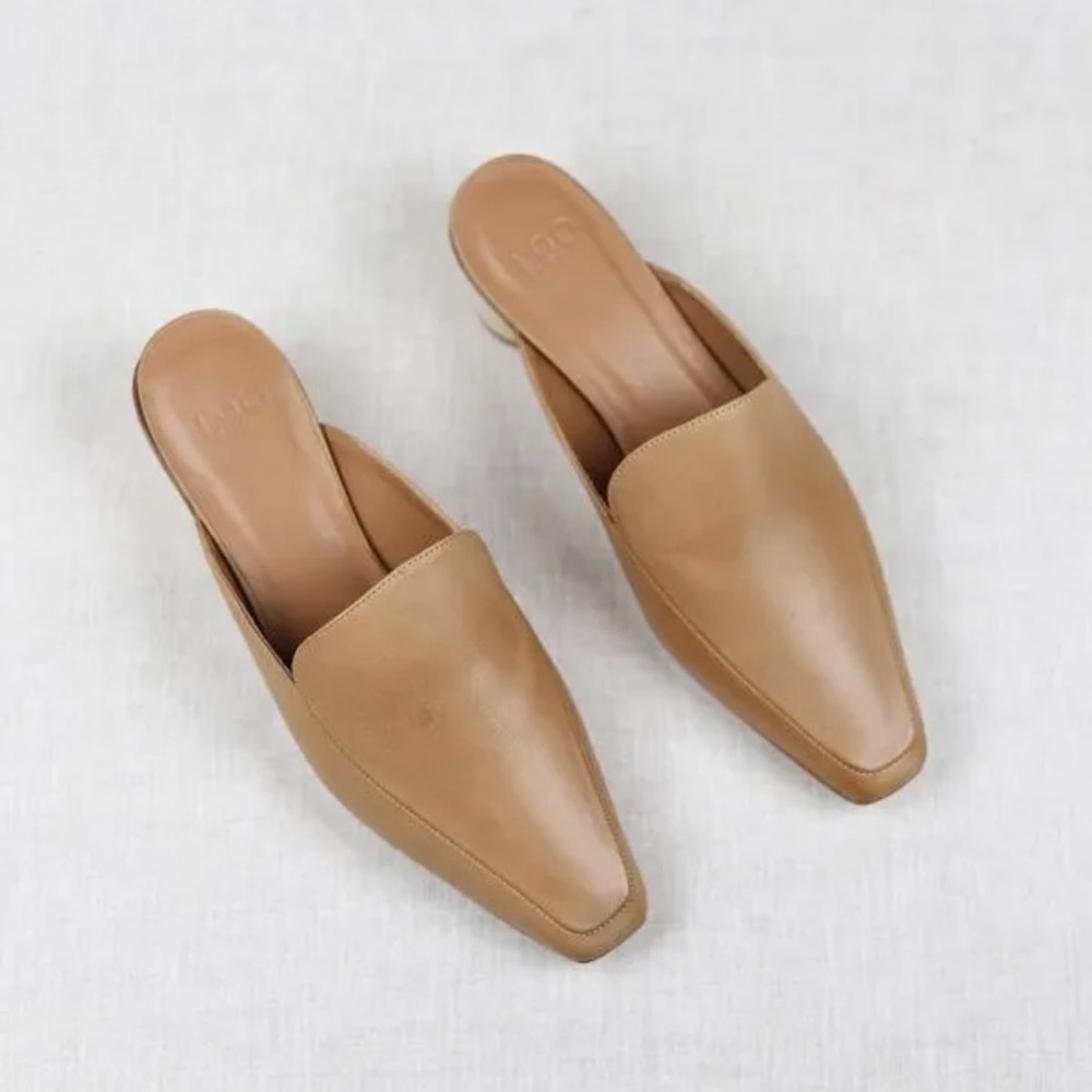 LOQ Belen Square Toe Low - Heel Leather Mules In Miel / Honey 40 US 9.5 $325